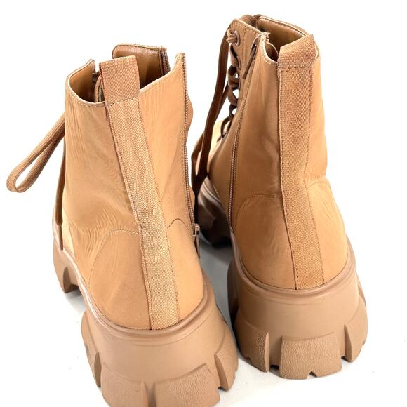 Steve Madden Thora Combat Boots 10 Tan Ankle Booties Lug Moto Brown - Picture 7 of 9